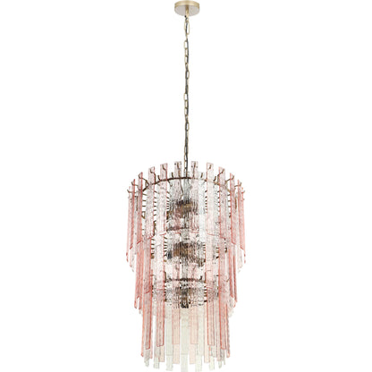 Hampshire Acrylic 3-Tier Chandelier by TOV Furniture in pink. Made from acrylic, iron in a modern style.