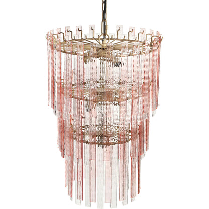 Hampshire Acrylic 3-Tier Chandelier by TOV Furniture in pink. Made from acrylic, iron in a modern style.
