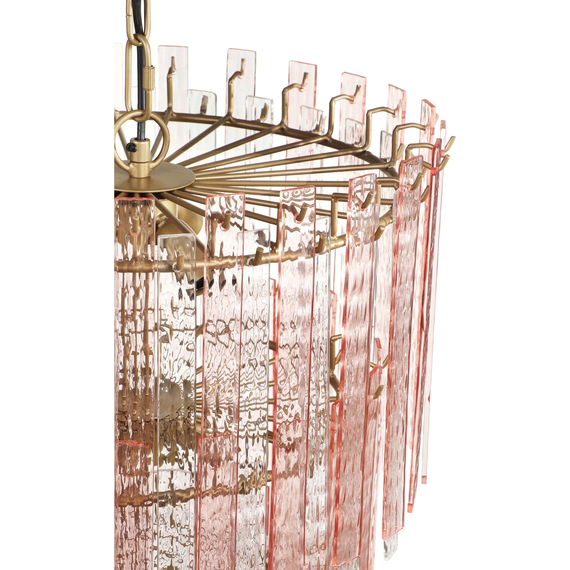 Hampshire Acrylic 3-Tier Chandelier by TOV Furniture in pink. Made from acrylic, iron in a modern style.
