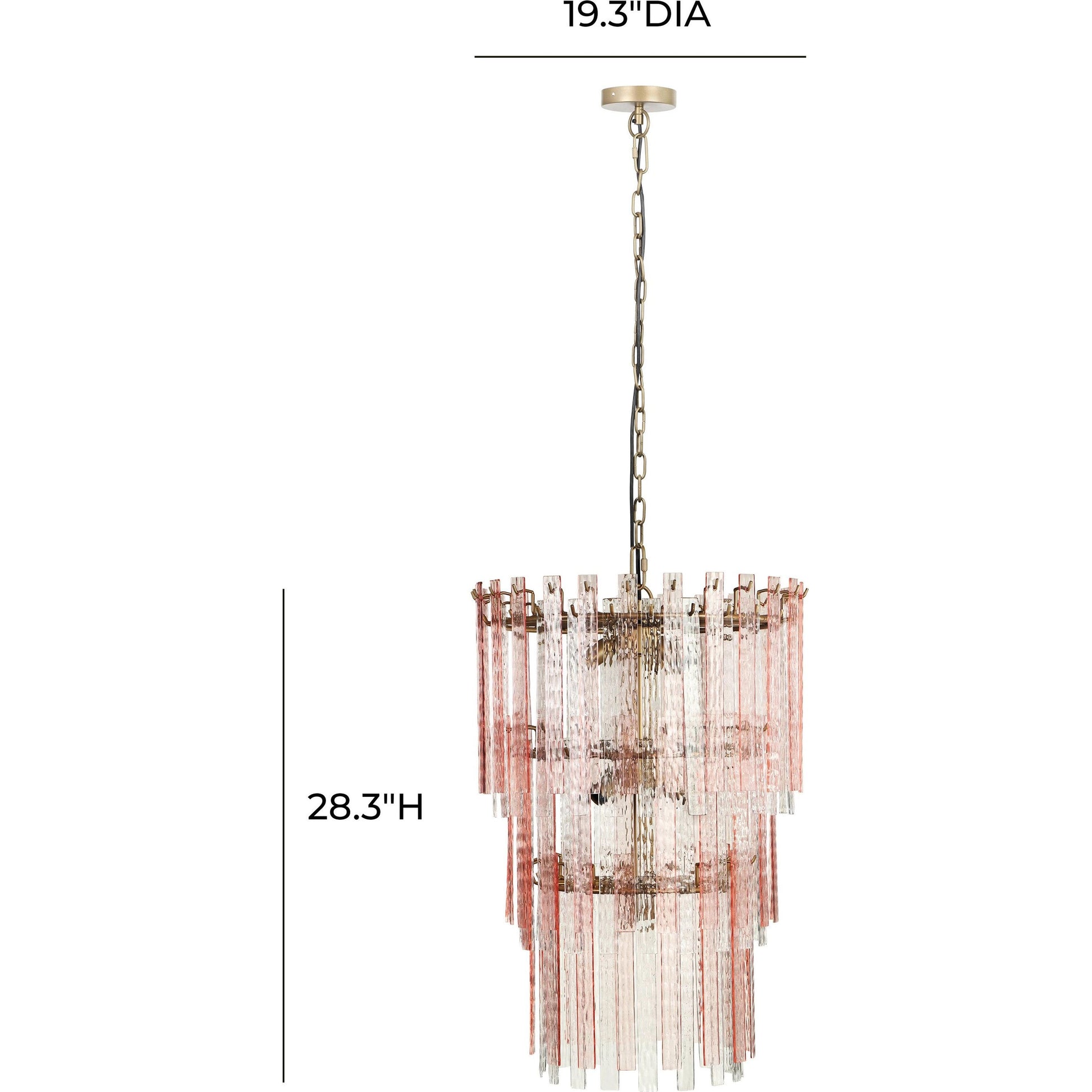 Hampshire Acrylic 3-Tier Chandelier by TOV Furniture in pink. Made from acrylic, iron in a modern style.