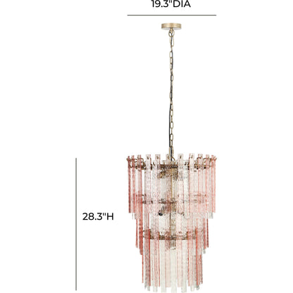 Hampshire Acrylic 3-Tier Chandelier by TOV Furniture in pink. Made from acrylic, iron in a modern style.