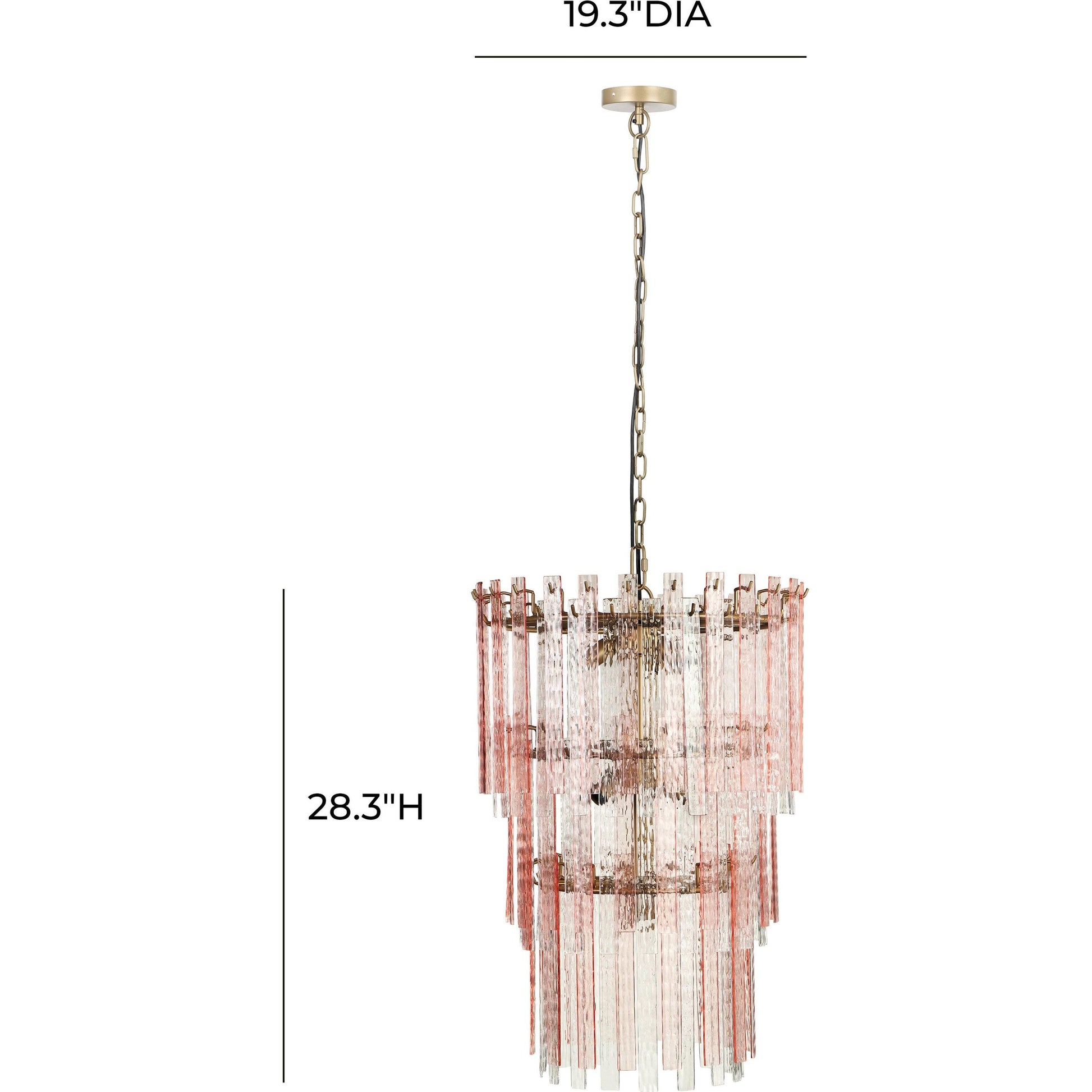 Hampshire Acrylic 3-Tier Chandelier by TOV Furniture in pink. Made from acrylic, iron in a modern style.