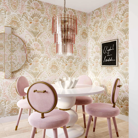 Hampshire Acrylic 3-Tier Chandelier by TOV Furniture in pink. Made from acrylic, iron in a modern style.