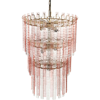 Hampshire Acrylic 3-Tier Chandelier by TOV Furniture in pink. Made from acrylic, iron in a modern style.
