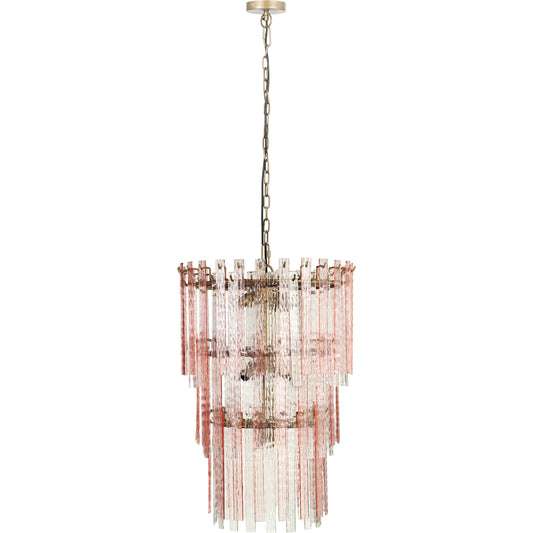 Hampshire Acrylic 3-Tier Chandelier by TOV Furniture in pink. Made from acrylic, iron in a modern style.