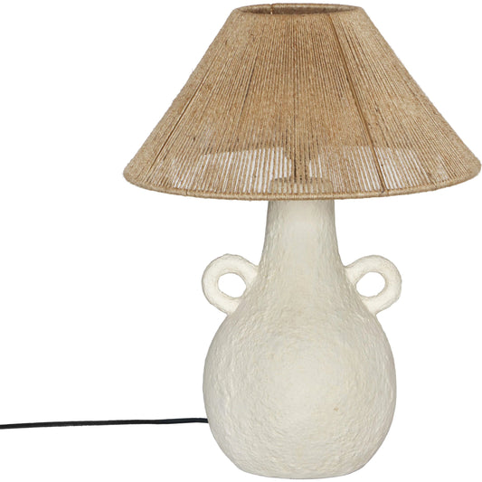 Lalit Table Lamp by TOV Furniture in natural, white. Made from ceramic, iron, jute in a cottage & farmhouse style.