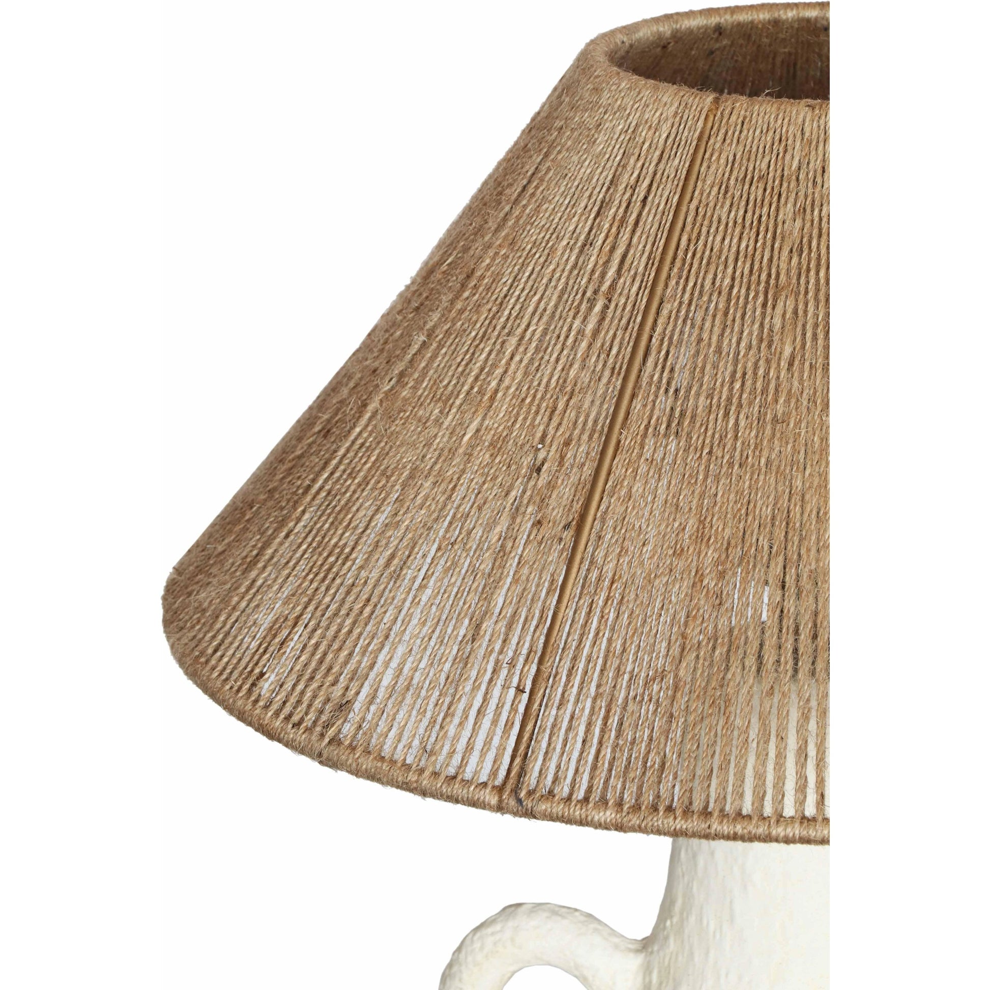 Lalit Table Lamp by TOV Furniture in natural, white. Made from ceramic, iron, jute in a cottage & farmhouse style.