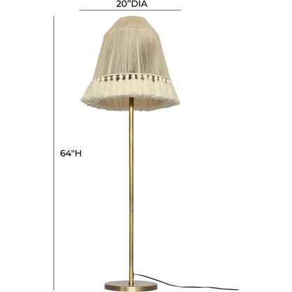 June Floor Lamp by TOV Furniture in gold, white. Made from cotton, iron in a cottage & farmhouse style.