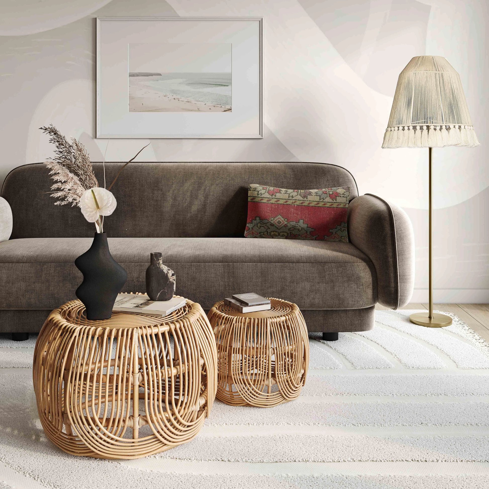 June Floor Lamp by TOV Furniture in gold, white. Made from cotton, iron in a cottage & farmhouse style.