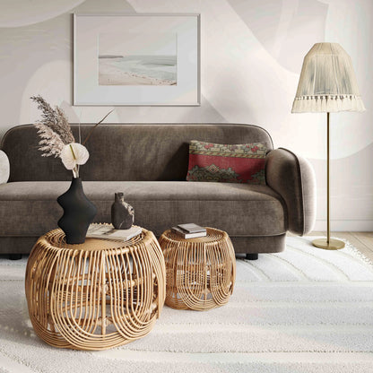 June Floor Lamp by TOV Furniture in gold, white. Made from cotton, iron in a cottage & farmhouse style.