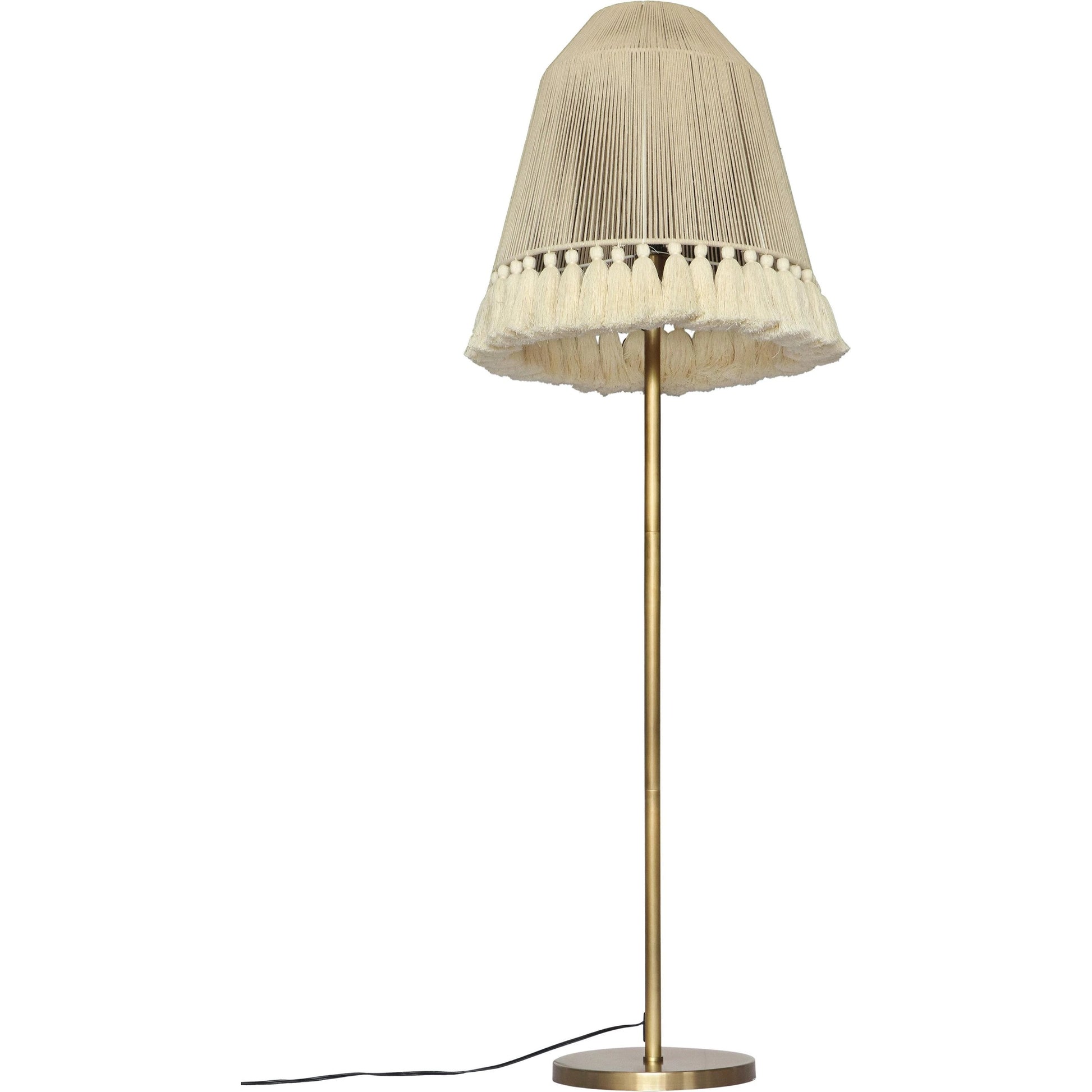 June Floor Lamp by TOV Furniture in gold, white. Made from cotton, iron in a cottage & farmhouse style.