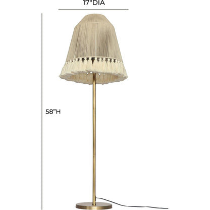 June Floor Lamp by TOV Furniture in gold, white. Made from cotton, iron in a cottage & farmhouse style.