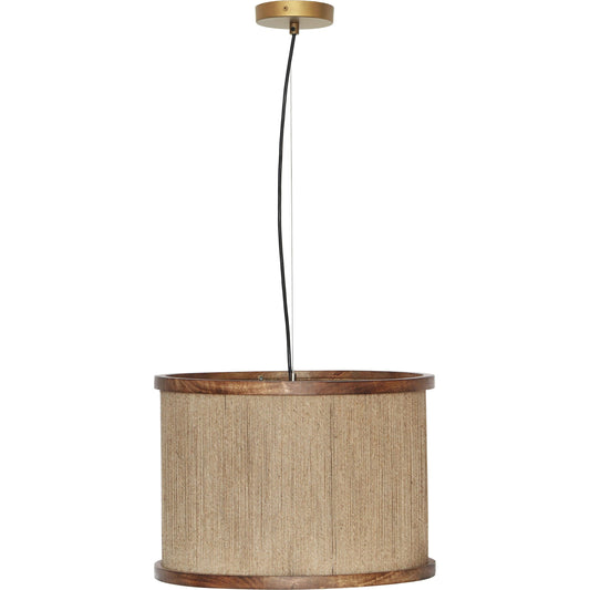 Mariana Pendant Lamp by TOV Furniture in gold, natural. Made from iron, jute, wood in a cottage & farmhouse style.