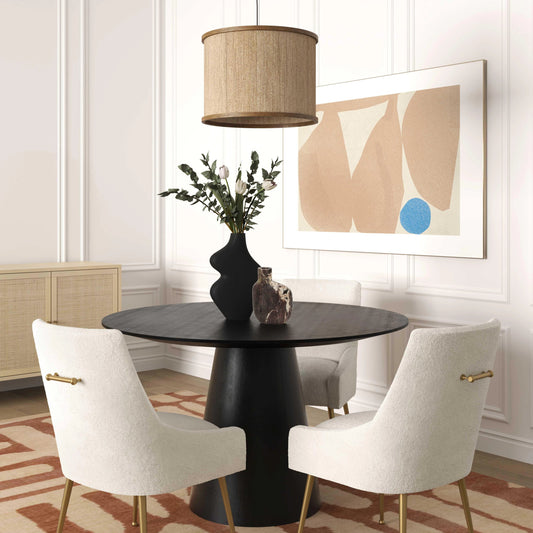 Mariana Pendant Lamp by TOV Furniture in gold, natural. Made from iron, jute, wood in a cottage & farmhouse style.