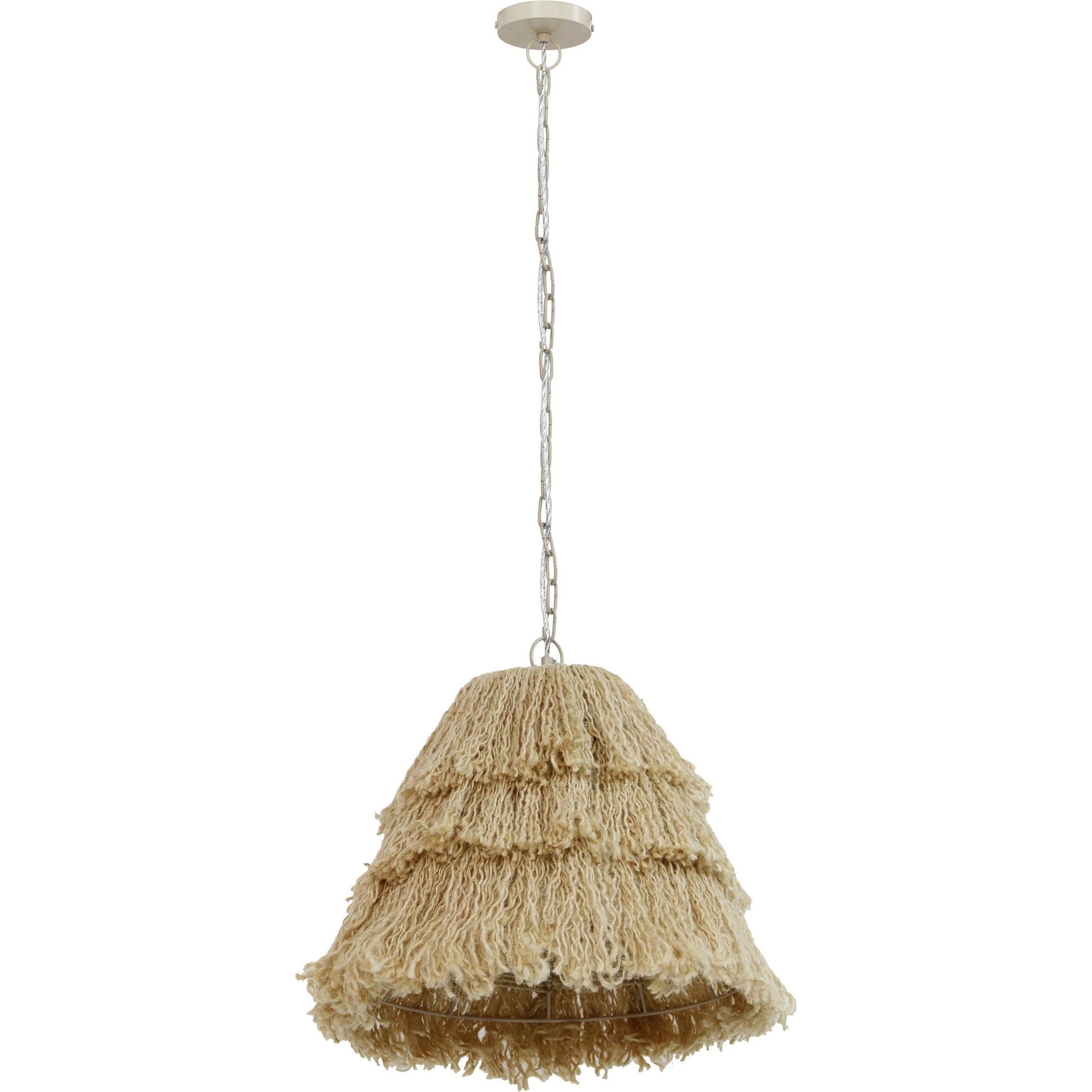 Charlee Pendant Lamp by TOV Furniture in natural. Made from iron, rattan in a cottage & farmhouse style.