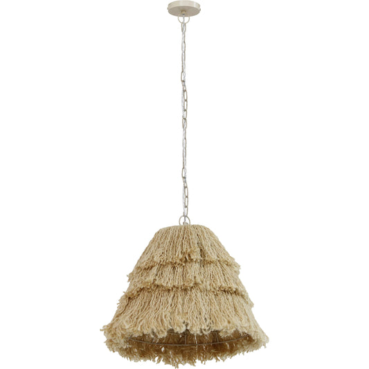 Charlee Pendant Lamp by TOV Furniture in natural. Made from iron, rattan in a cottage & farmhouse style.