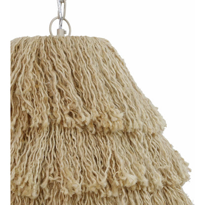Charlee Pendant Lamp by TOV Furniture in natural. Made from iron, rattan in a cottage & farmhouse style.