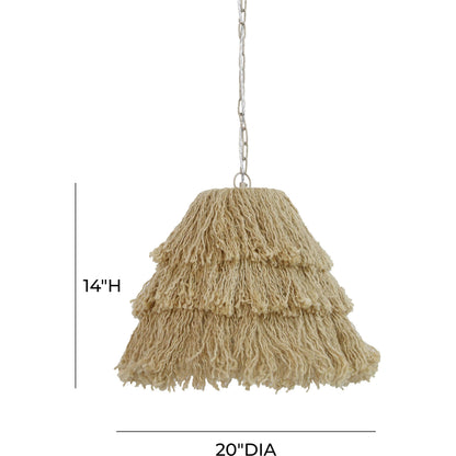 Charlee Pendant Lamp by TOV Furniture in natural. Made from iron, rattan in a cottage & farmhouse style.