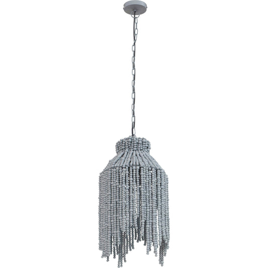 Esther Beaded Pendant Lamp by TOV Furniture in grey. Made from iron, wood in a coastal style.