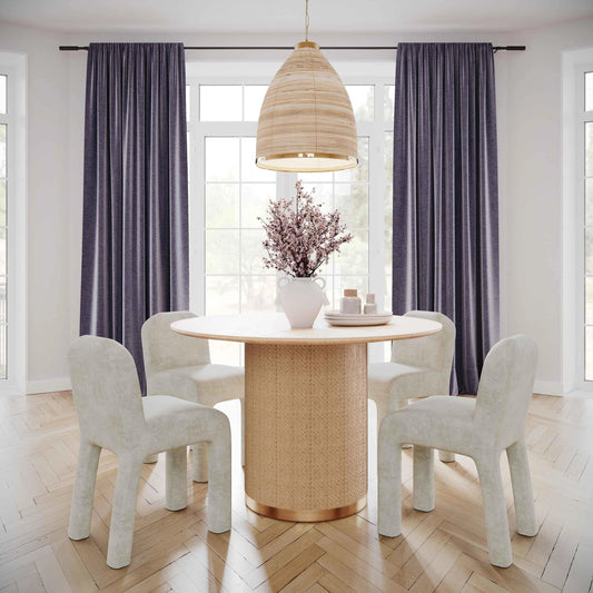Kelsey Rattan Pendant Lamp by TOV Furniture in antique gold, natural. Made from iron, rattan in a cottage & farmhouse style.