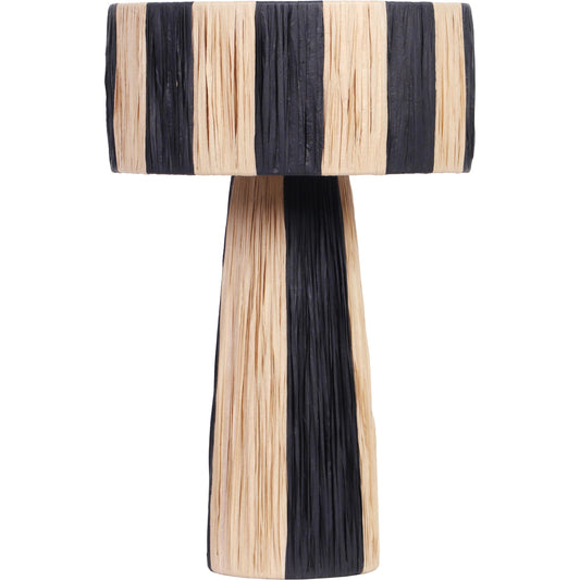 Shelby Raffia Two-Tone Table Lamp by TOV Furniture in black, natural. Made from iron, raffia in a modern style.