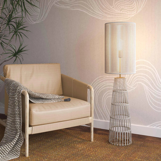 Beam Jute Floor Lamp by TOV Furniture in natural. Made from cotton, iron, jute in a cottage & farmhouse style.