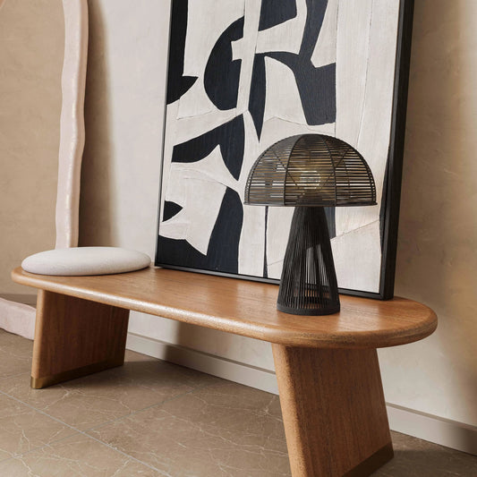 Oddy Jute Table Lamp by TOV Furniture. Made from iron, jute in a cottage & farmhouse style.