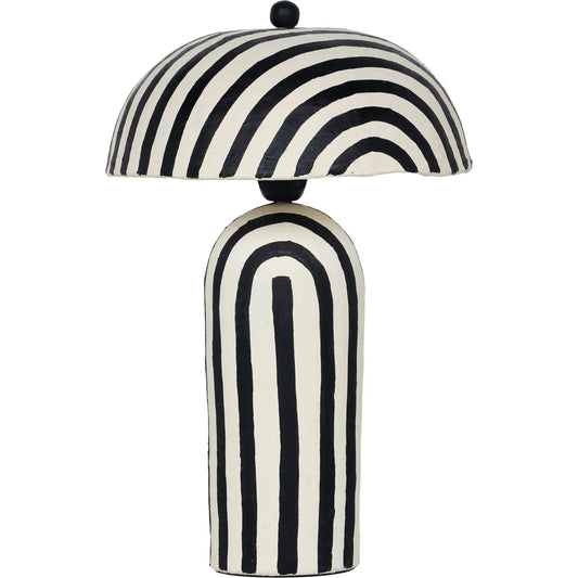 Maiori Striped Papier Mache Table Lamp by TOV Furniture. Made from iron, papier mache in a unique style.