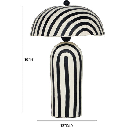 Maiori Striped Papier Mache Table Lamp by TOV Furniture. Made from iron, papier mache in a unique style.