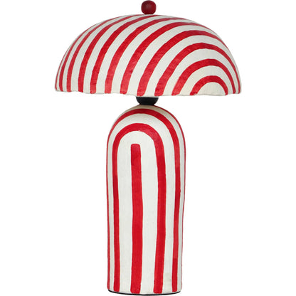 Maiori Striped Papier Mache Table Lamp by TOV Furniture. Made from iron, papier mache in a unique style.