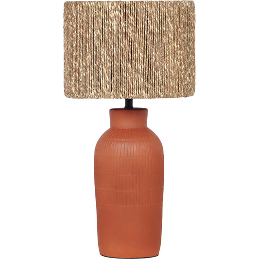 Atrani Terracotta Table Lamp by TOV Furniture in natural. Made from grass, terracotta in a unique style.