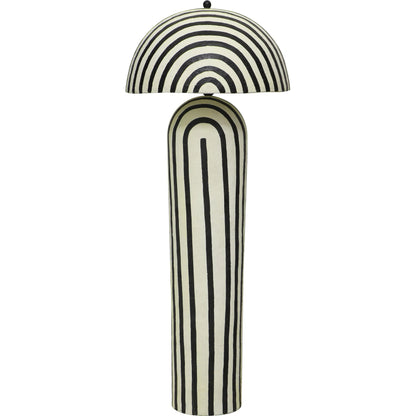Maiori Striped Papier Mache Floor Lamp by TOV Furniture in black, white. Made from iron, papier mache in a unique style.