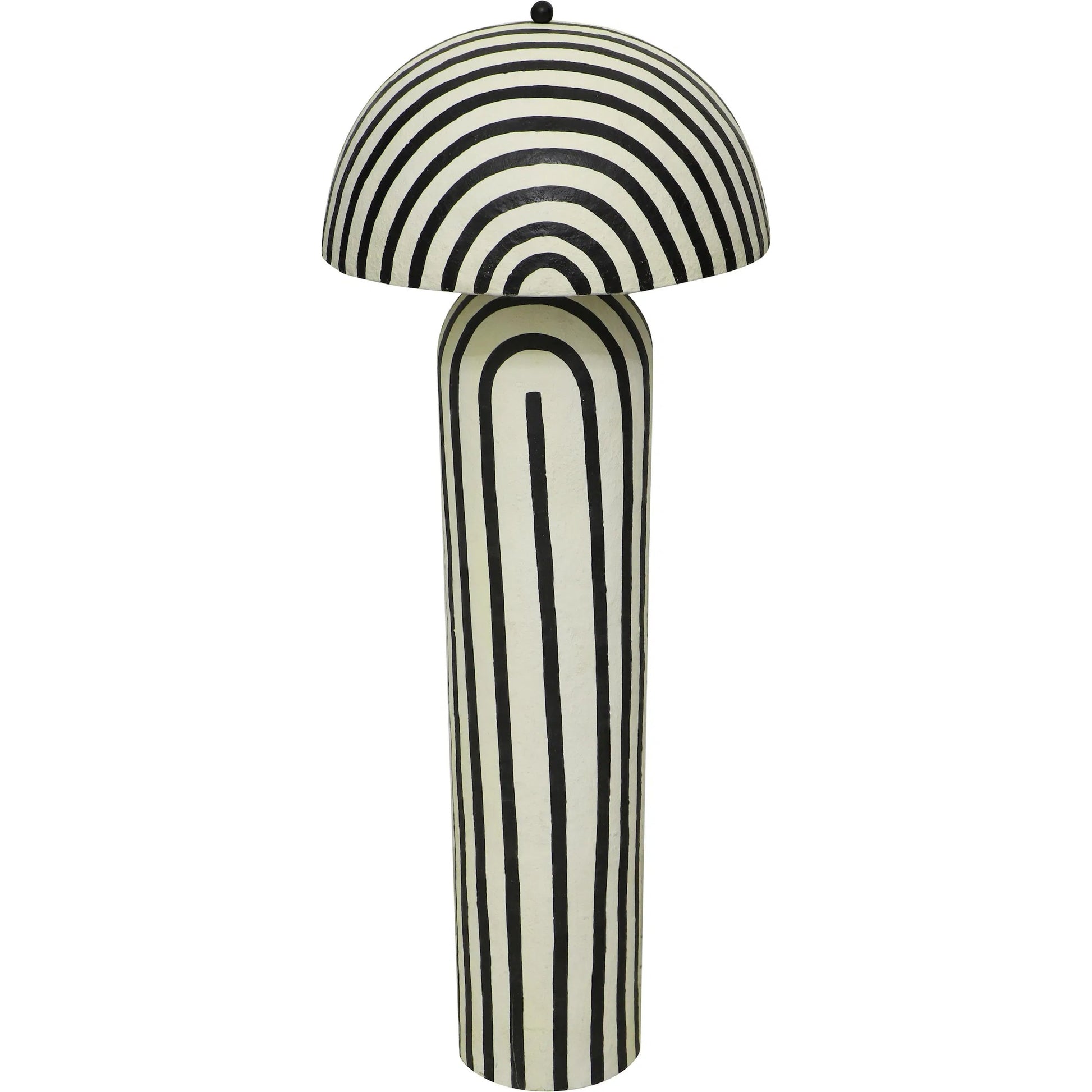 Maiori Striped Papier Mache Floor Lamp by TOV Furniture in black, white. Made from iron, papier mache in a unique style.