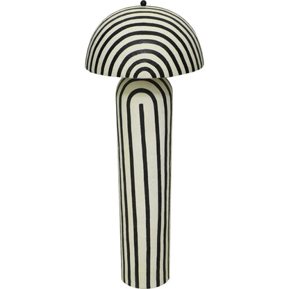 Maiori Striped Papier Mache Floor Lamp by TOV Furniture in black, white. Made from iron, papier mache in a unique style.