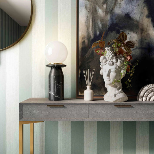 Globe Marble Lamp by TOV Furniture. Made from glass, marble in a modern style.