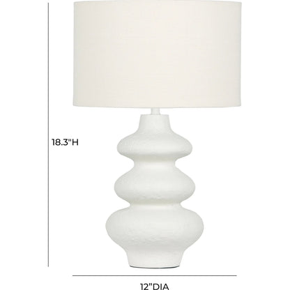Riviera Textured Table Lamp by TOV Furniture in cream. Made from fabric, stone in a transitional style.