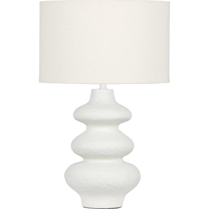 Riviera Textured Table Lamp by TOV Furniture in cream. Made from fabric, stone in a transitional style.