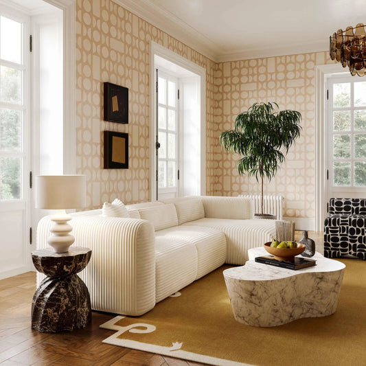 Riviera Textured Table Lamp by TOV Furniture in cream. Made from fabric, stone in a transitional style.