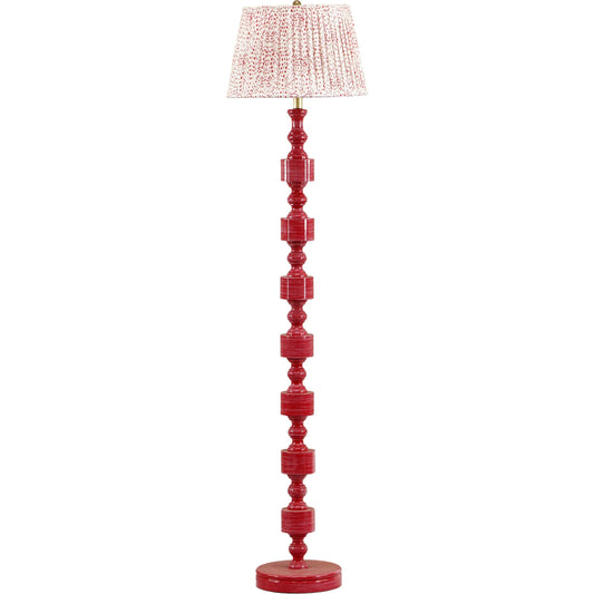 Peggy Spotted Floor Lamp by TOV Furniture in pink. Made from brass, cotton, wood in a unique style.