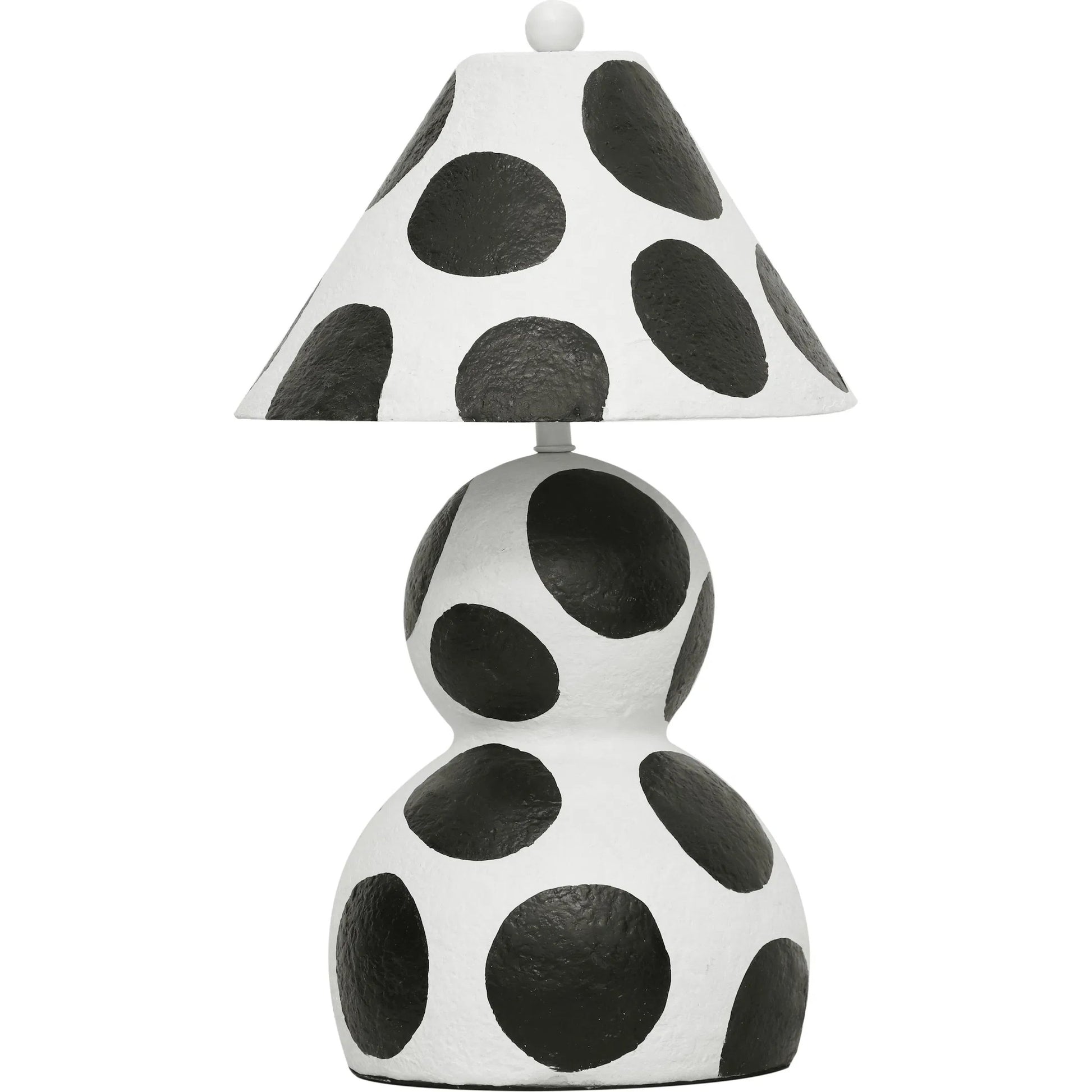 Lerici Papier Mache Table Lamp by TOV Furniture in black, white. Made from iron, papier mache in a eclectic & global style.