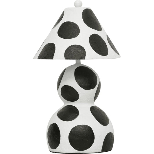 Lerici Papier Mache Table Lamp by TOV Furniture in black, white. Made from iron, papier mache in a unique style.