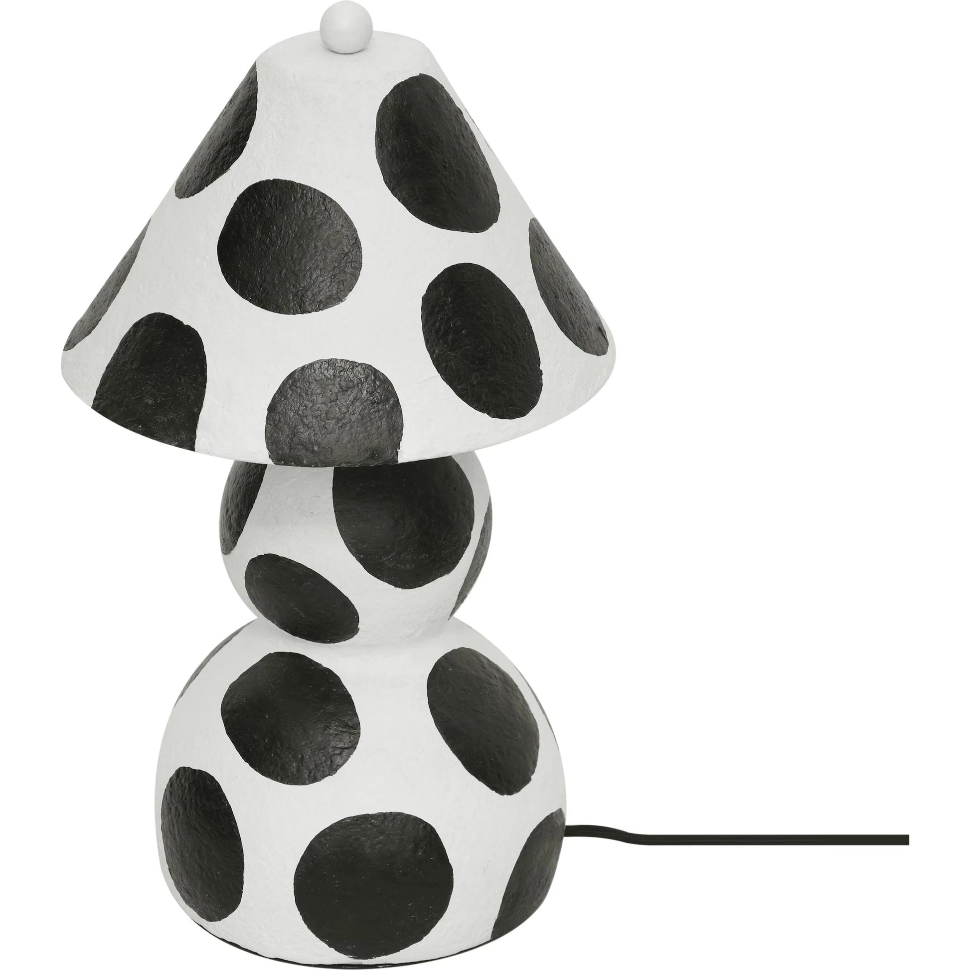 Lerici Papier Mache Table Lamp by TOV Furniture in black, white. Made from iron, papier mache in a eclectic & global style.