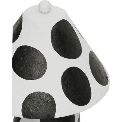 Lerici Papier Mache Table Lamp by TOV Furniture in black, white. Made from iron, papier mache in a eclectic & global style.