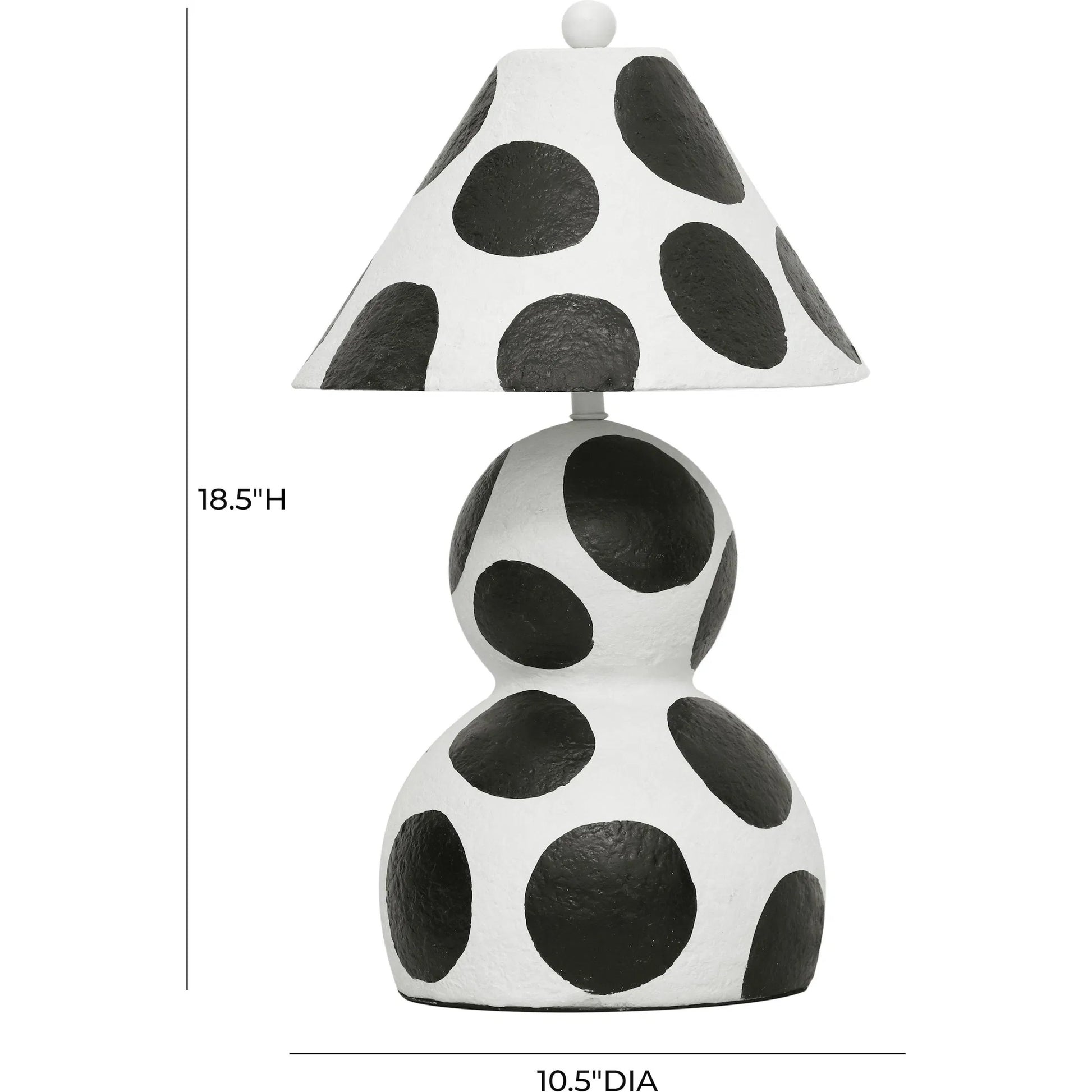 Lerici Papier Mache Table Lamp by TOV Furniture in black, white. Made from iron, papier mache in a eclectic & global style.