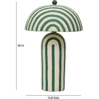 Maiori Striped Papier Mache Table Lamp by TOV Furniture. Made from iron, papier mache in a unique style.