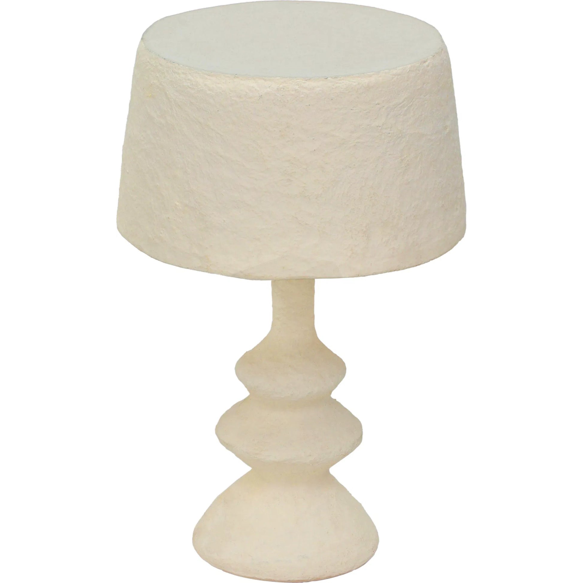 Cotton Mache Table Lamp by TOV Furniture in cream. Made from cotton mache, iron in a transitional style.