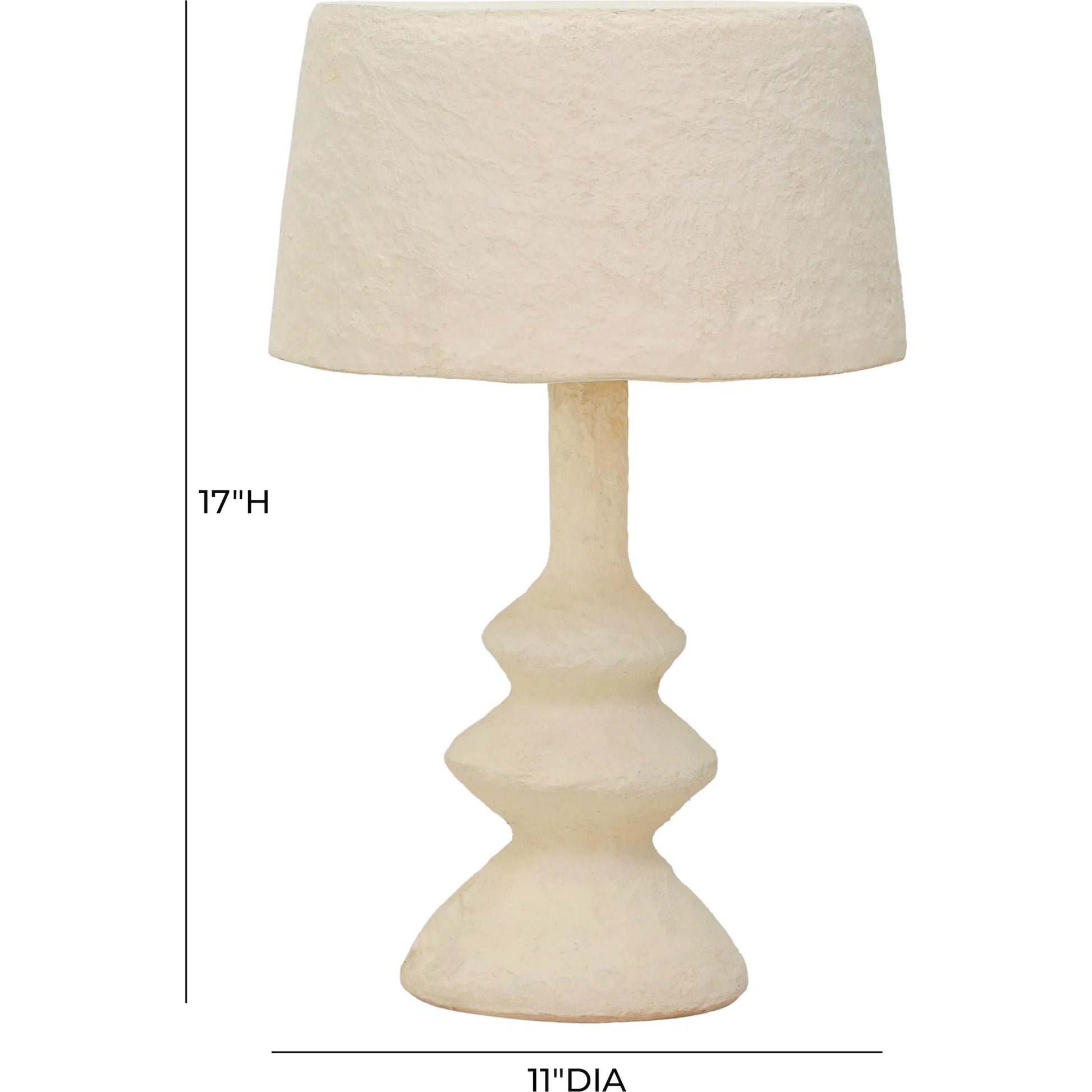 Cotton Mache Table Lamp by TOV Furniture in cream. Made from cotton mache, iron in a transitional style.