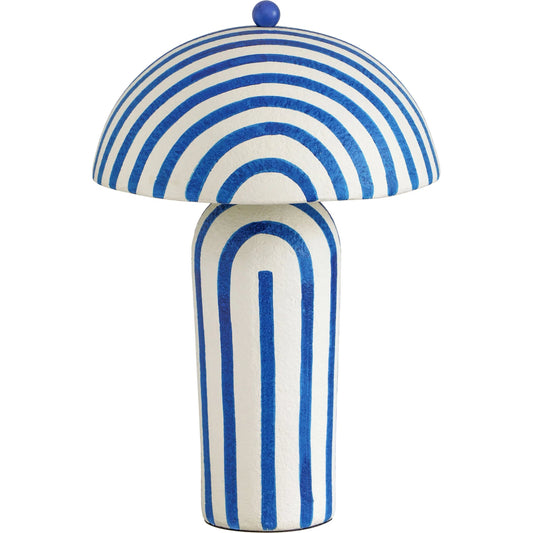 Maiori Blue Striped Table Lamp by TOV Furniture. Made from iron, papier mache in a unique style.