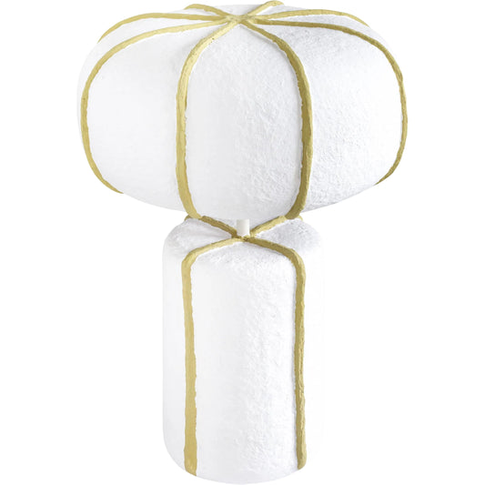 Looma Cotton Mache Table Lamp by TOV Furniture in green, white. Made from cotton mache, iron in a unique style.