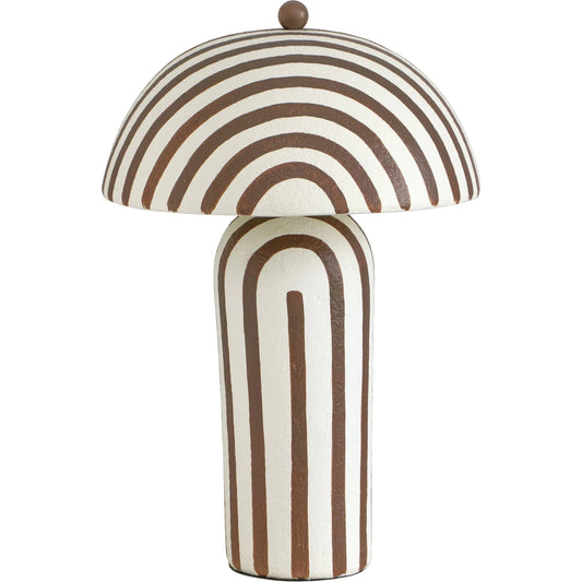 001 SI-2519468 | Primary Silo | Maiori Striped Table Lamp by TOV Furniture in brown stripes. Made from iron, papier mache in a rustic style.